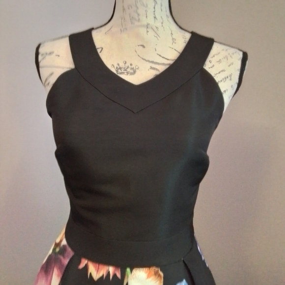 Ted Baker London Black Floral Illusia Pleated Dress - Ted 1/US 4 - Picture 6 of 16
